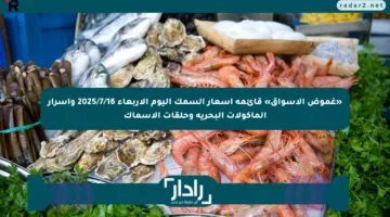 «غموض الأسواق» قائمة اسعار السمك اليوم الاربعاء 2025/7/16 وأسرار المأكولات البحرية وحلقات الاسماك